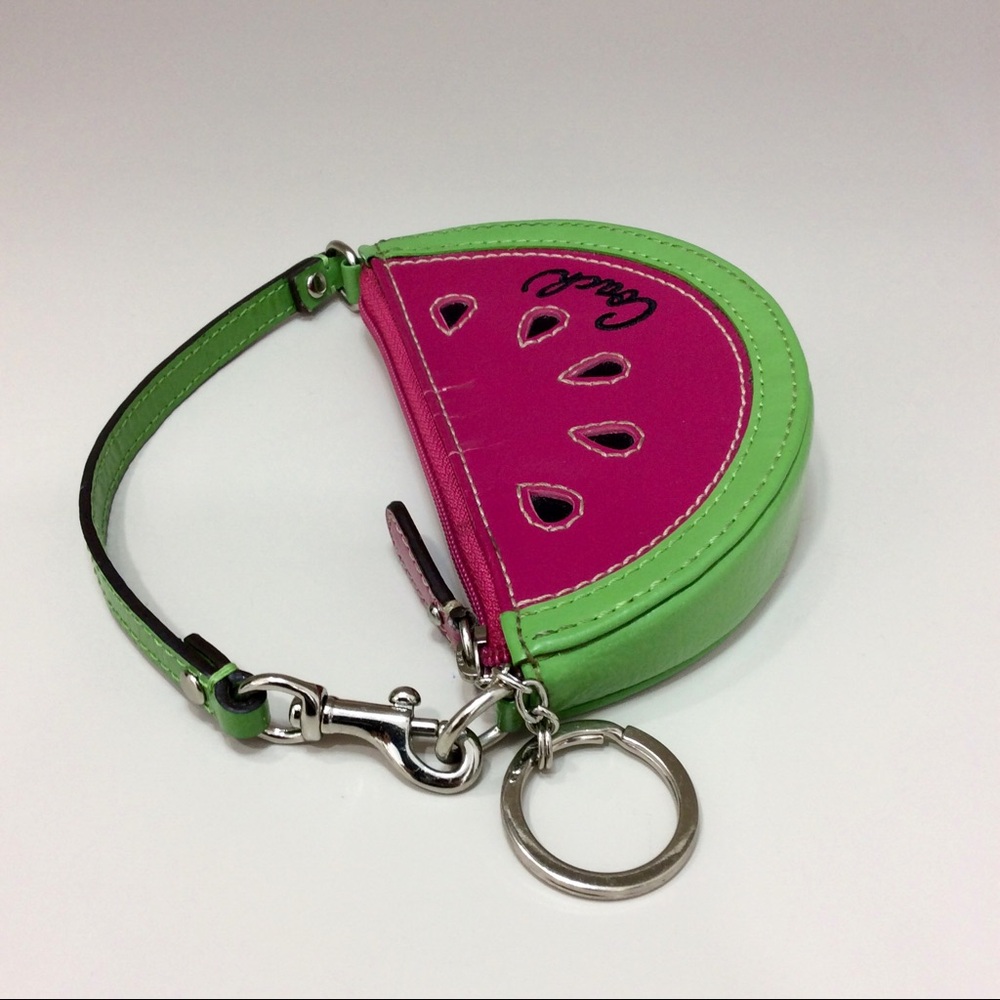 Coach Vintage Watermelon Coin Pouch Pink Green Patent Leather Y2K - Picture 7 of 14